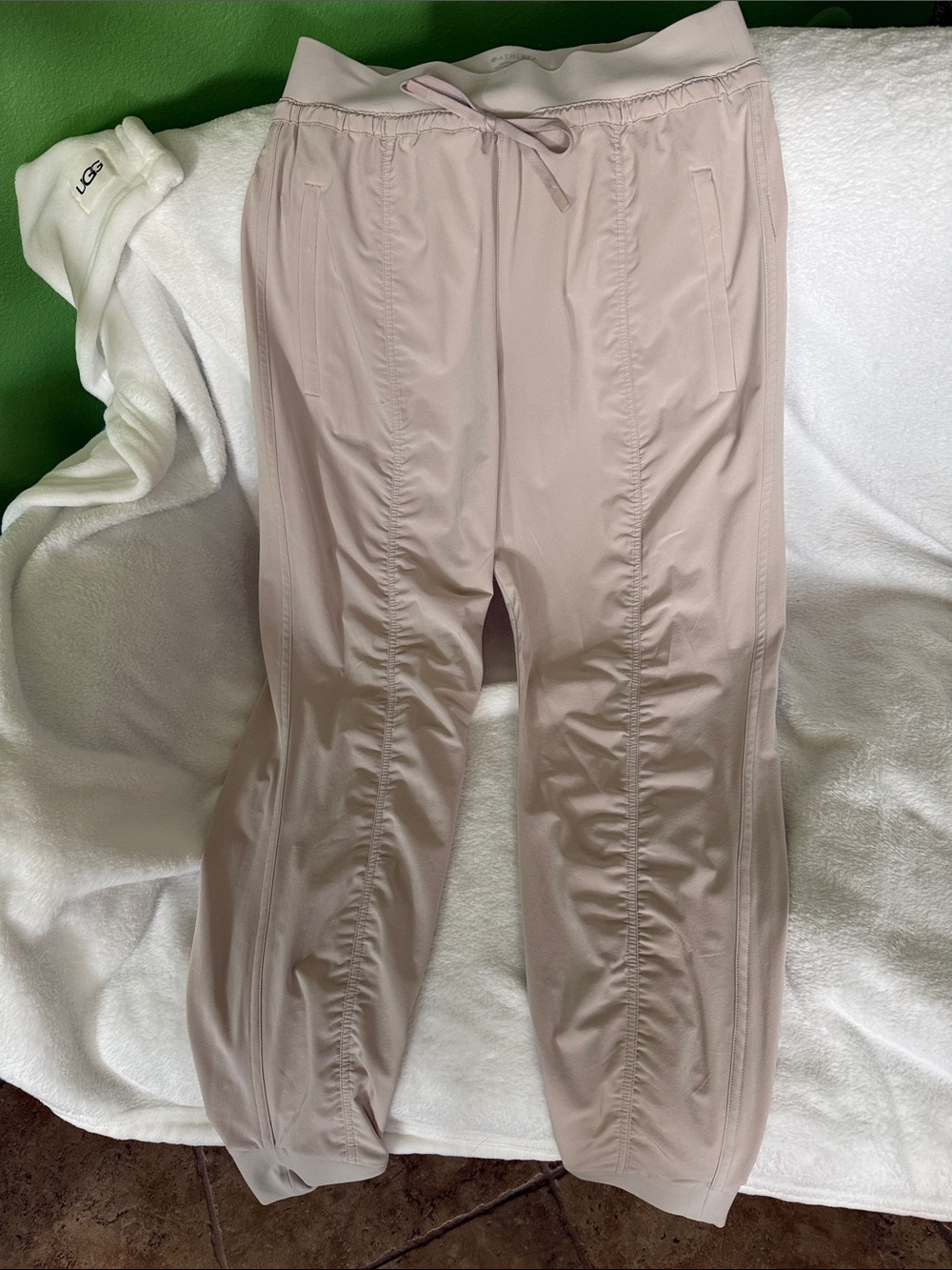 Athleta Light Tan Drawstring Track Joggers